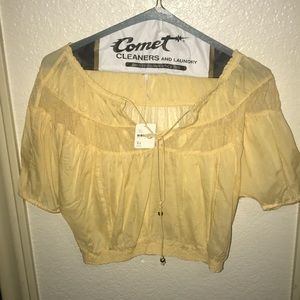 Free People Sheer Yellow Blouse